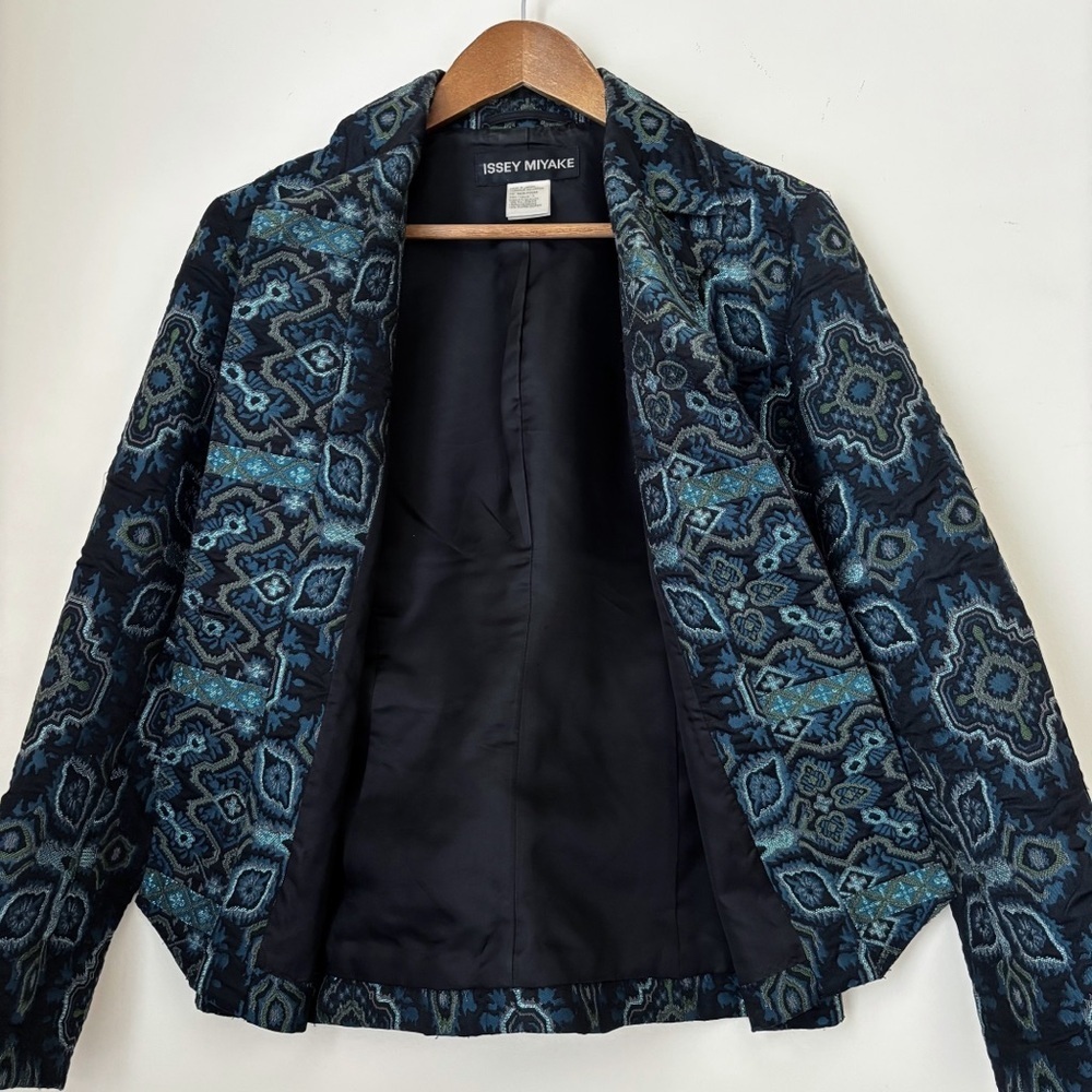 Issey Miyake Vintage Y2K Art To Wear Brocade Metallic Blazer Jacket Sz 2 - Picture 5 of 10